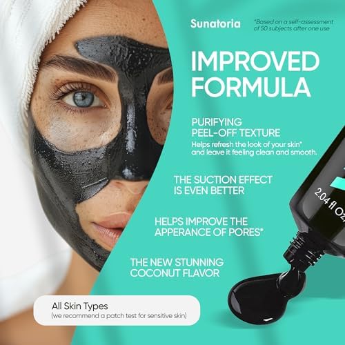 SUNATORIA Black Peel Off Face Mask – Charcoal Peel Off Face Mask for Oily & Combination Skin – Helps Remove Excess Oil & Lift Away Surface Impurities – Refreshing Botanical Formula, 2.04 fl oz - Image 3