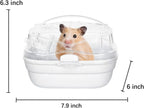 KAMEIOU White Travel Portable Small Animals Hamster Hedgehog Guinea Pig Carrier Cage for Hamsters Hedgehogs Ferret Guinea Pig Carrier Cage with Handle Breathable Transparent Lid Small Animal Carriers - Image 2