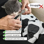 Maycreate self adherent pet restraint towel wrapped around a small kitten