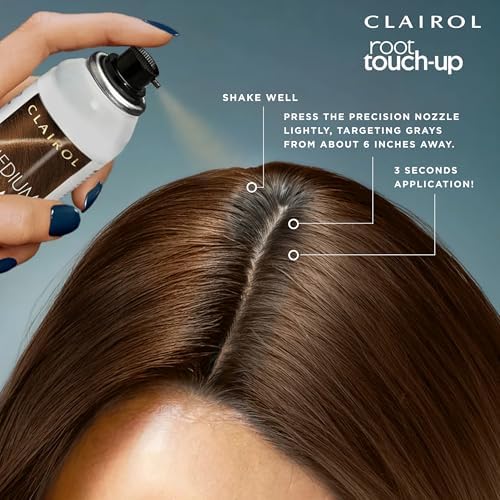 Instructional graphic for Clairol temporary hair spray usage