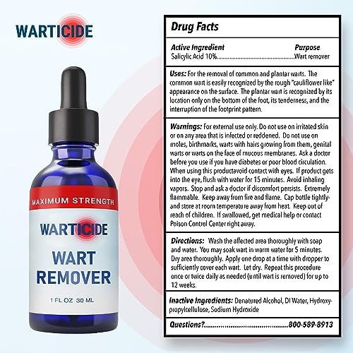 Warticide dropper bottle showing the liquid gel consistency for targeted application.