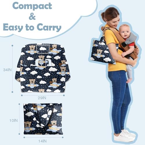 Water resistant fabric test on the bear themed baby shopping cart lining.