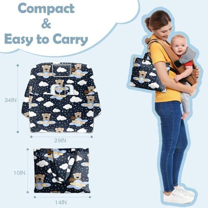 Water resistant fabric test on the bear themed baby shopping cart lining.