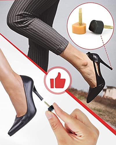 TRIZILLA heel replacement tips shown with various luxury high heel shoes.