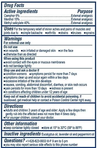Close up of White Flower external balm label with usage instructions