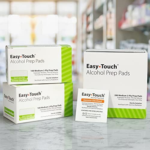 Box of 200 EasyTouch sterile prep pads for clinical and home healthcare.