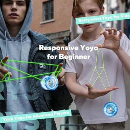 MAGICYOYO K2 Crystal Plastic Yoyo for Kids 8-12 & Beginners, Durable PC Responsive Yoyo Professional with Finger Spin Hub for DNA yo-yo Tricks, Includes 12 Yo yo Strings, Glove & Bag (Crystal Blue) - Image 5