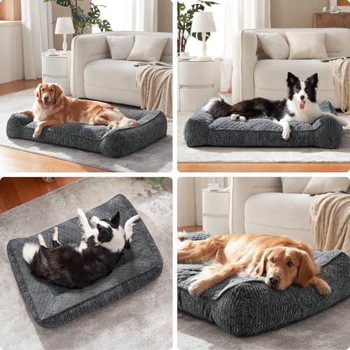 JOEJOY XL Orthopedic Dog Bed for Large Dogs Up to 80lbs - Extra Thick Foam Pet Bed Sofa with Bolster Sides, Large Sized Dog Couch Bed with Removable Washable Cover, Non-Slip Bottom, Grey (42"x30") - Image 7