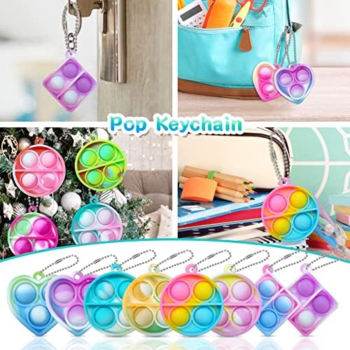 Child using pop fidget keychain on school bag