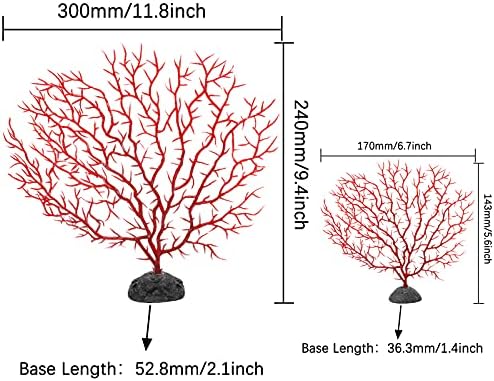 Piutouyar artificial red sea coral ornaments showing the sturdy weighted base for fish tanks