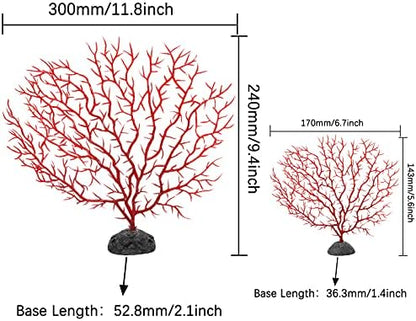 Piutouyar artificial red sea coral ornaments showing the sturdy weighted base for fish tanks