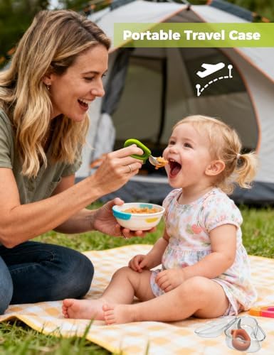 Dishwasher safe baby utensils with silicone grip