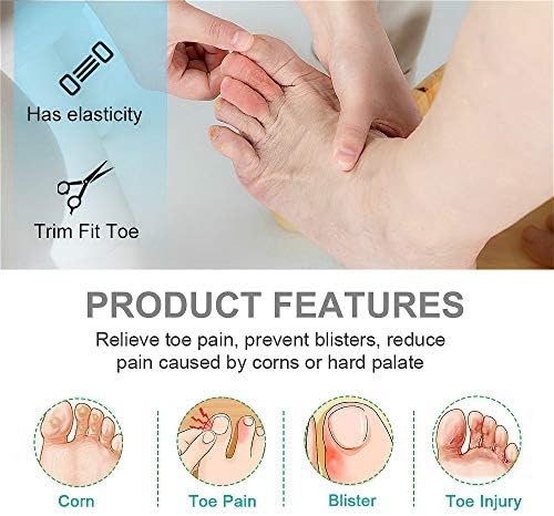 Soft silicone toe cushions being worn inside a shoe for friction reduction
