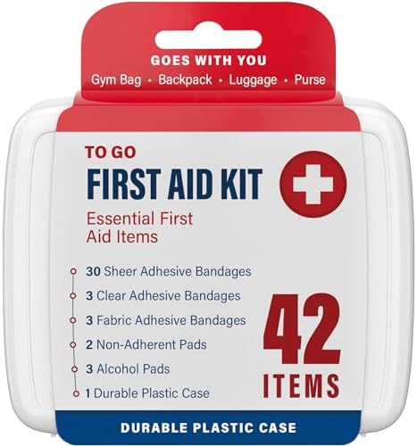 Open individual DecorRack first aid box showing bandages and alcohol pads.