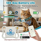 Nilone real-time pet location tracker illustrating the IP68 waterproof design features.