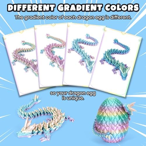 Articulated crystal dragon coming out of 3D printed egg