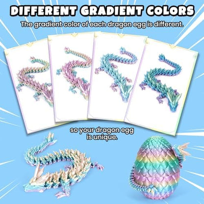 Articulated crystal dragon coming out of 3D printed egg