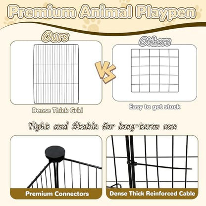 PETKNOWS 21 Panels Small Animal Playpen, Guinea Pig Cages with Doors and Waterproof Mat Pet Playpen for Rabbits Guinea Pigs Hamsters, Chicken Hedgehogs Indoor Outdoor Portable Metal Wire Yard Fence - Image 5
