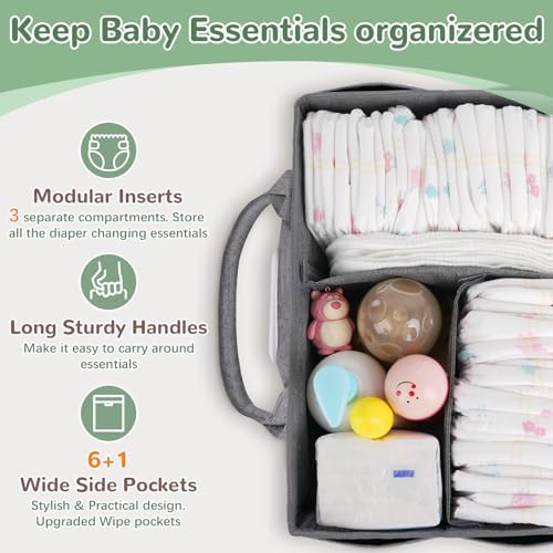 Volnamal portable diaper caddy filled with newborn essentials