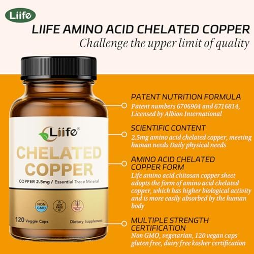 Liife Albion Chelated Copper dietary supplement for collagen and energy production