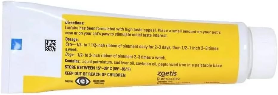 Lax'Aire constipation relief gel for dogs and cats ingredients label