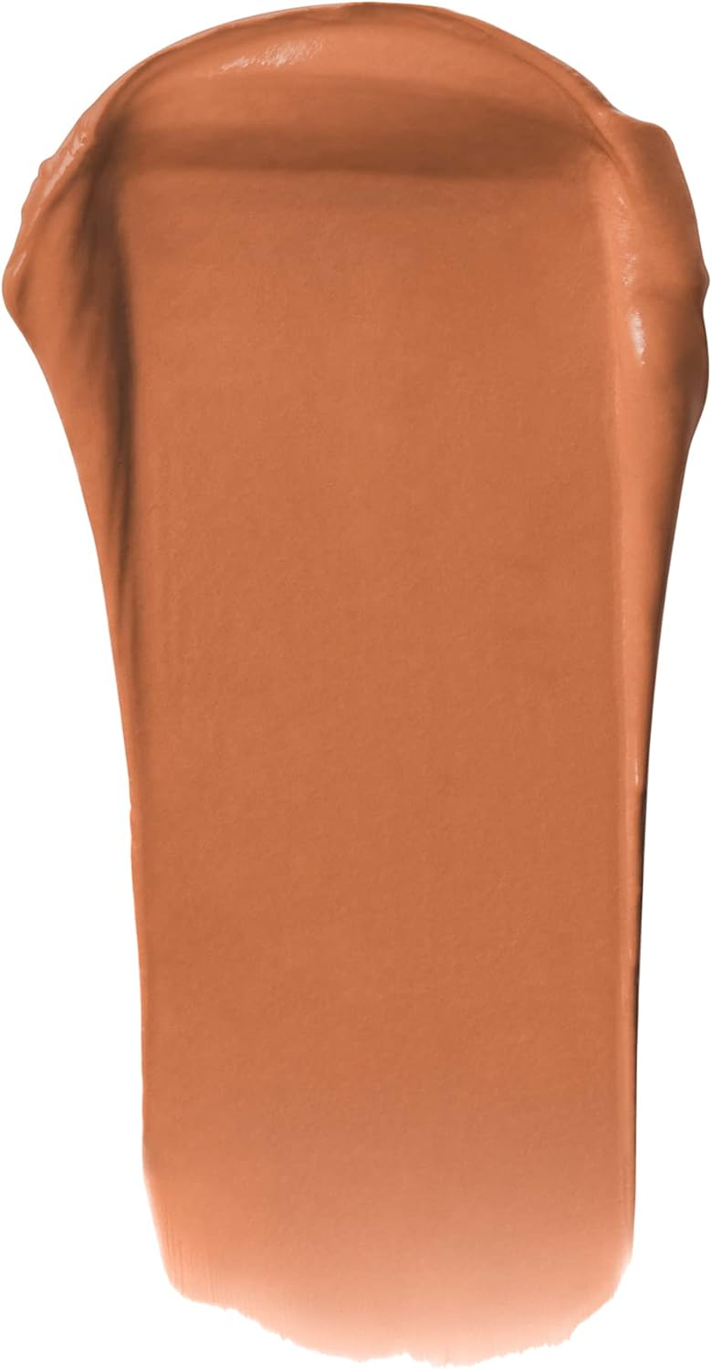 e.l.f. Cosmetics satin bullet lipstick open tube displaying the peachy nude Hustle shade