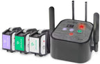 Rechargeable waterproof pet receiver collar showing contact points close up