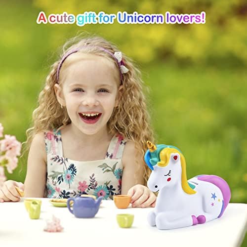 PJDRLLC rainbow unicorn money container packaged neatly as a perfect birthday gift option.