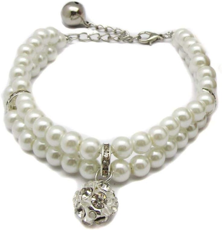 Close up of Petfavorites crystal ball charm and rhinestones