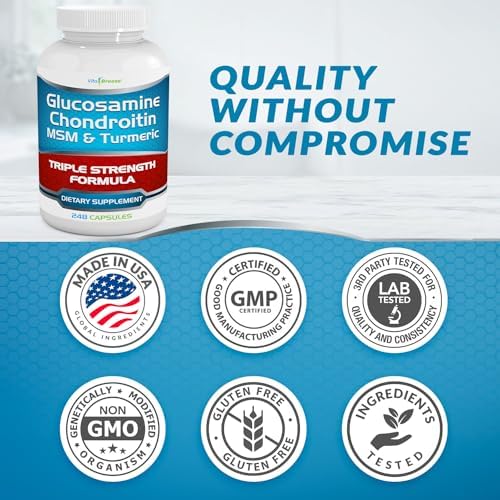 Glucosamine Chondroitin, MSM & Turmeric Dietary Supplement - 248 Capsules - Image 7