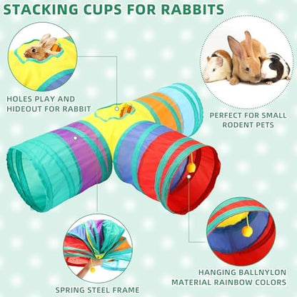 104 Pcs Rabbit Starter Kit Litter Box Bunny Tunnel Pet Playpen with Waterproof Mat Water Bottle Animal Grooming Kit Bowl Blankets with Cleaning Set for Guinea Pig Rabbit Accessories - Image 6