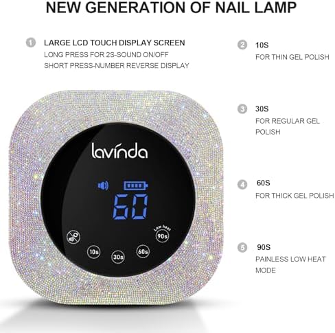 Top view of Lavinda gel polish curing lamp with 30 light beads