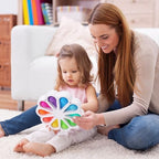 AFLUODN flower-shaped sensory toy highlighting the durable plastic frame and food-grade silicone components.