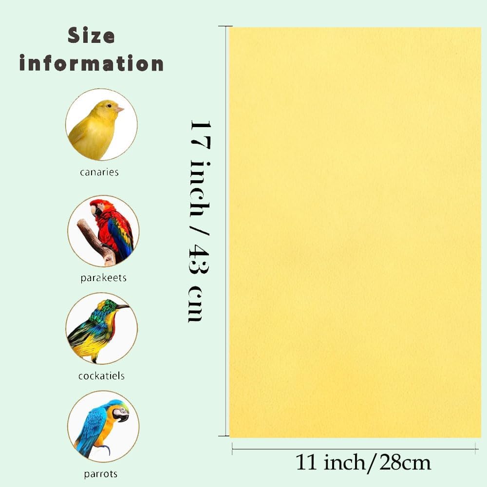 Stack of 40 sheets of yellow bird cage gravel liner paper