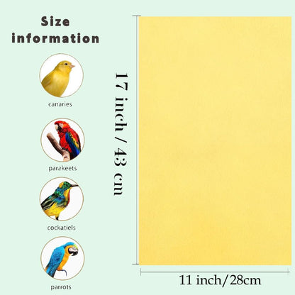 Stack of 40 sheets of yellow bird cage gravel liner paper