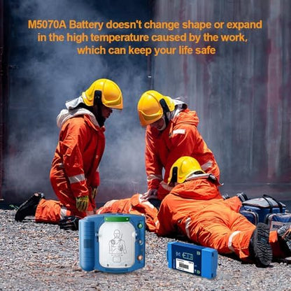 Side view of 9V lithium manganese dioxide replacement battery for OnSite defibrillator.