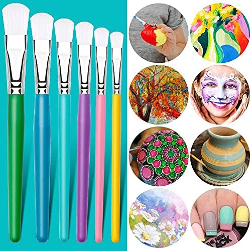 A child holding the easy grip 6.7 inch plastic handle of the colorful art brush