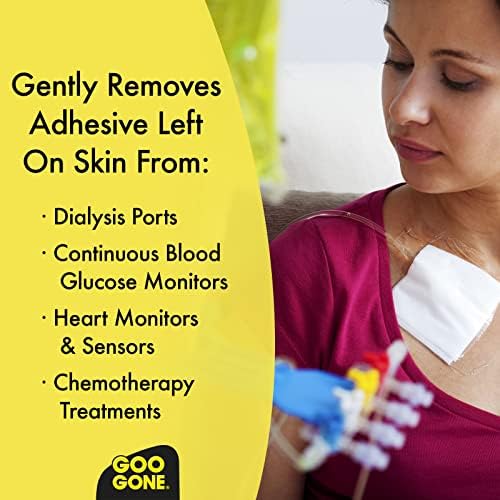 Authentic imported Goo Gone skin safe adhesive remover bottle displaying instructions for removing continuous glucose monitors.