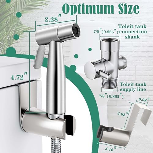 RARKEN handheld bidet sprayer connected to T-adapter valve
