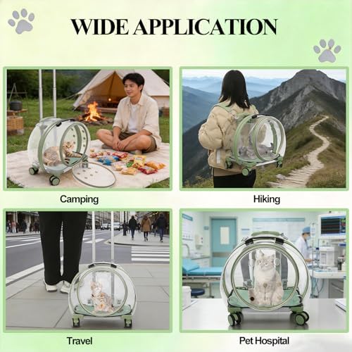 Cat Backpack Carrier, Transparent & Breathable Cat Carrier with Wheels, Large Space Bubble Pet Backpack for Kitty Dog Bunny Up to 20lbs, Multiple Carrying Options, Perfect for Traveling/Taking a Walk - Image 6