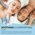 Fragrance free and alcohol free eyelid cleanser spray for sensitive skin.