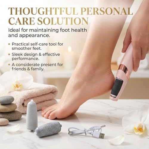 Glisca pedicure device being used on heel