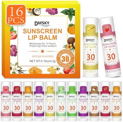 Dmsky SPF 30 Lip Balm Bulk 16 Pack front view