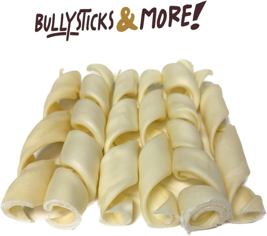 Bullysticks and More natural no hide dog bones spiral shape close up view