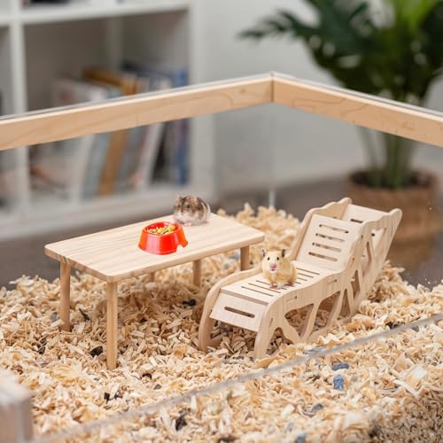(2-piece Set) Hamster Game Wooden Platform, Tunnel Ladder Hidden Area Platform with Wooden Support Columns, Toy cage Accessories for Hamster Squirrels and Other Small Pets - Image 8