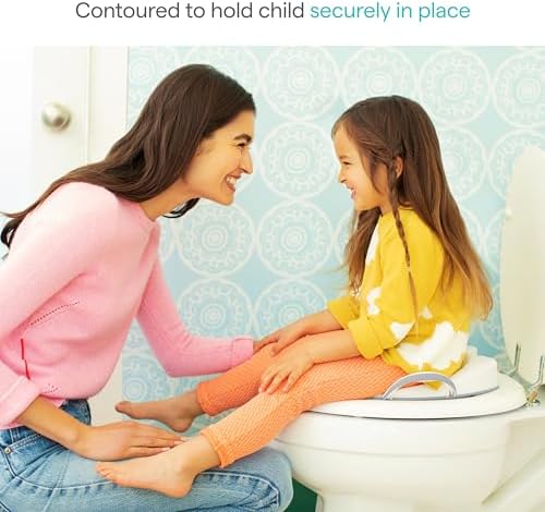 Munchkin toddler toilet topper ring in grey showing the non skid rubber edge for stability.