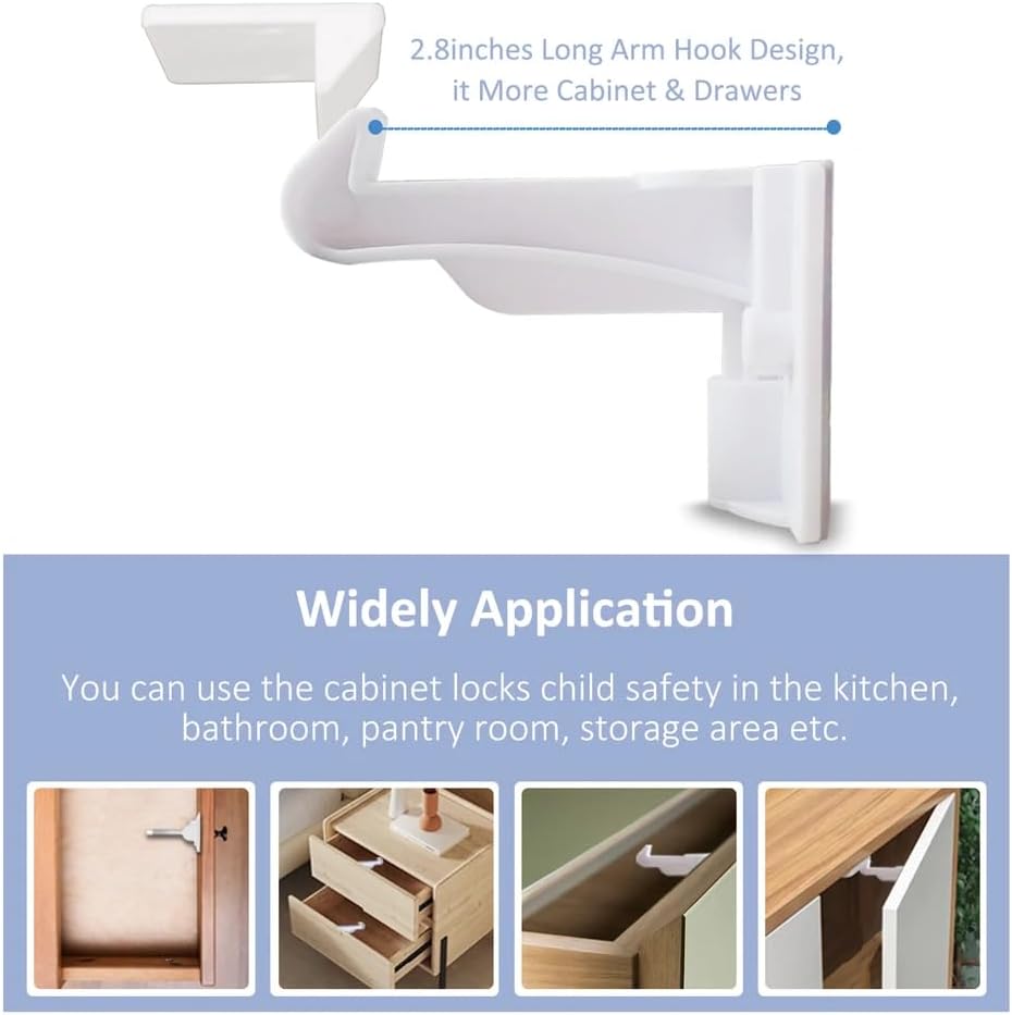 Adhesive adjustable strap mechanism detail for cabinet lock