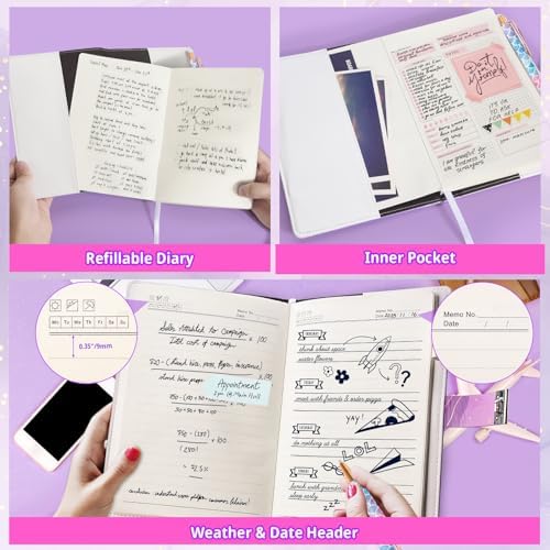 Interior view of the Beadsky journal showing lined pages and storage pockets.