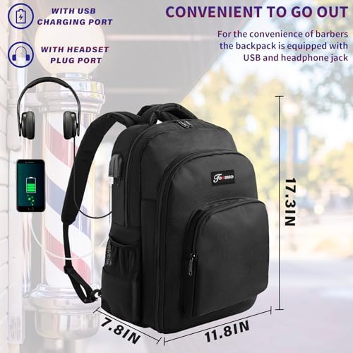 TORIBIO hairstylist clipper portable backpack open compartment revealing organized pockets for combs and shears