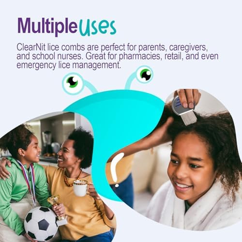 Lice removal comb for kids and adults with durable red handle
